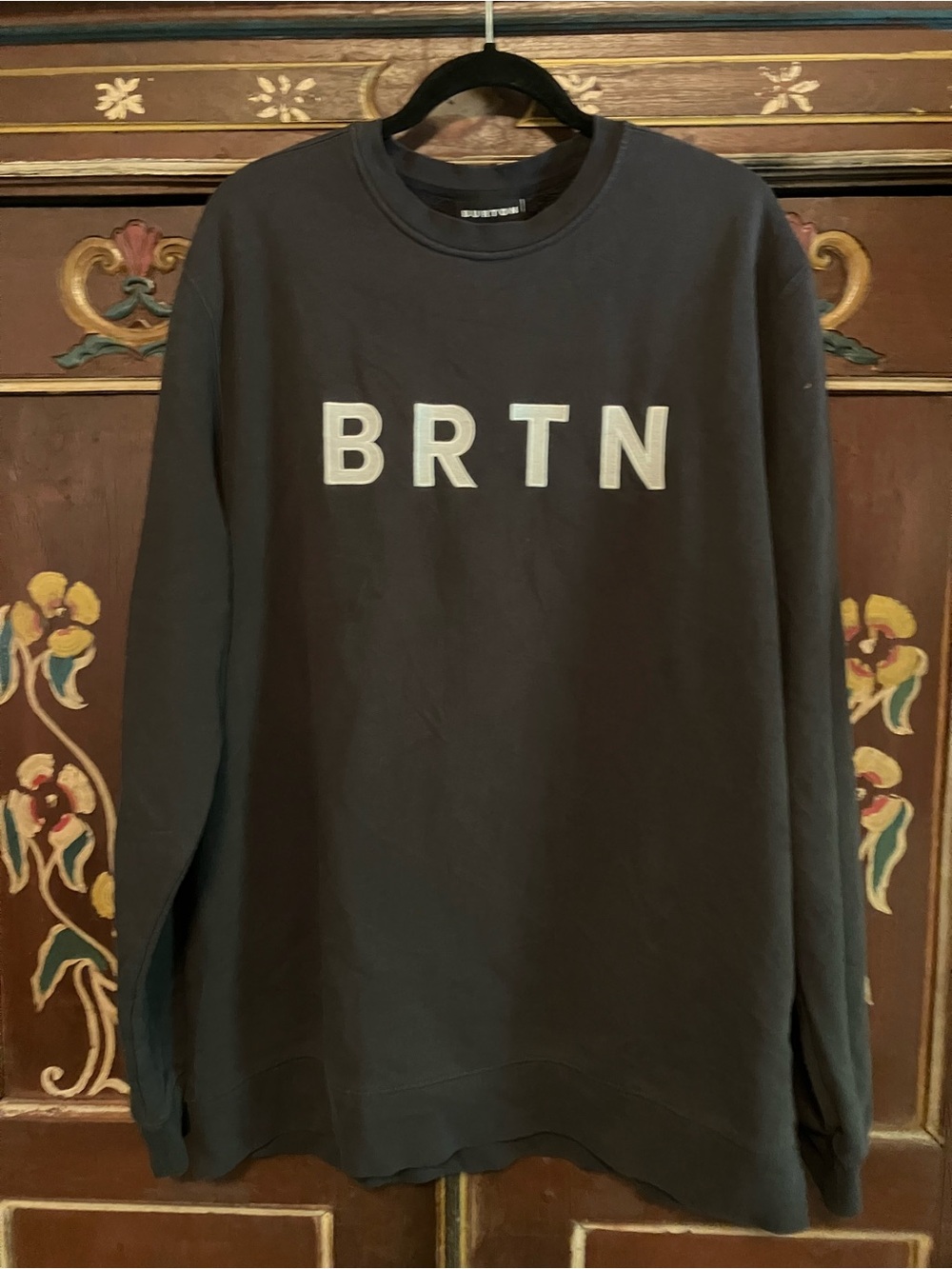 Burton Black Crewneck Sweatshirt with White BRTN Logo